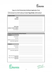 Civil Partnership Application Form