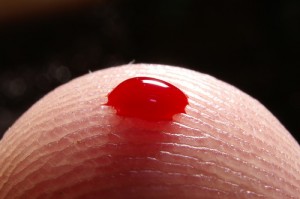 Giving Blood begins with a tiny scratch...